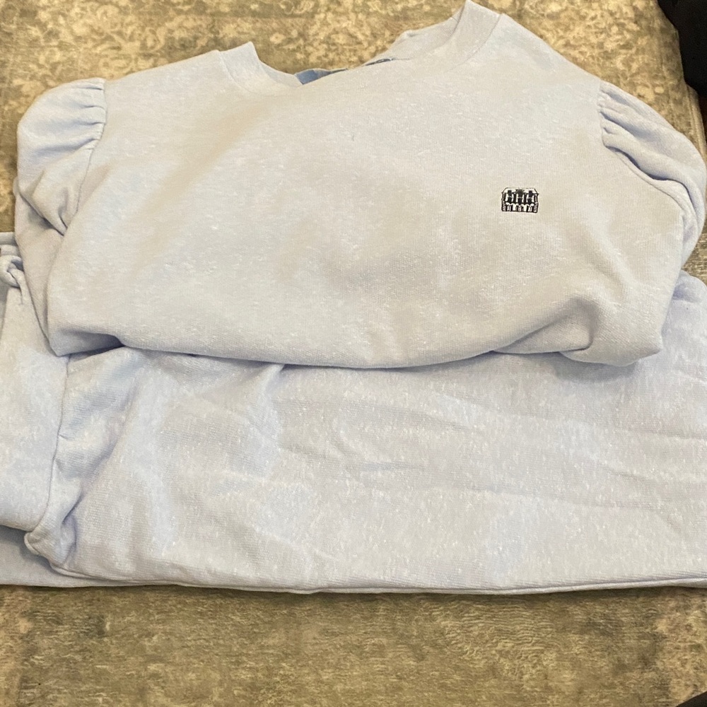 Light Blue Sweatshirt with Logo and Pants (set)